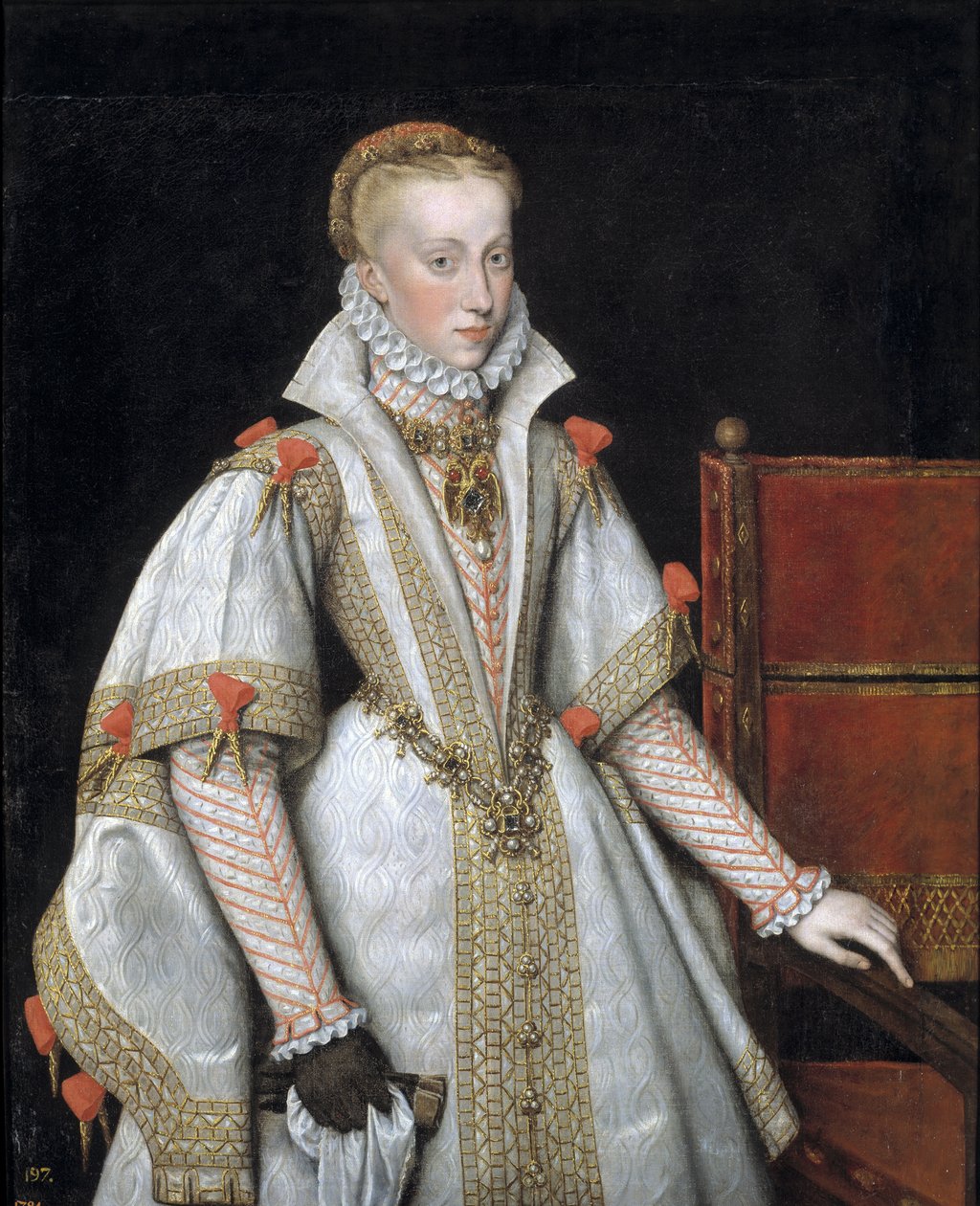 Ausztriai Anna portréja 1549–1580, spanyol királynő hitvese, 1616 alkotó: Bartolomé González y Serrano