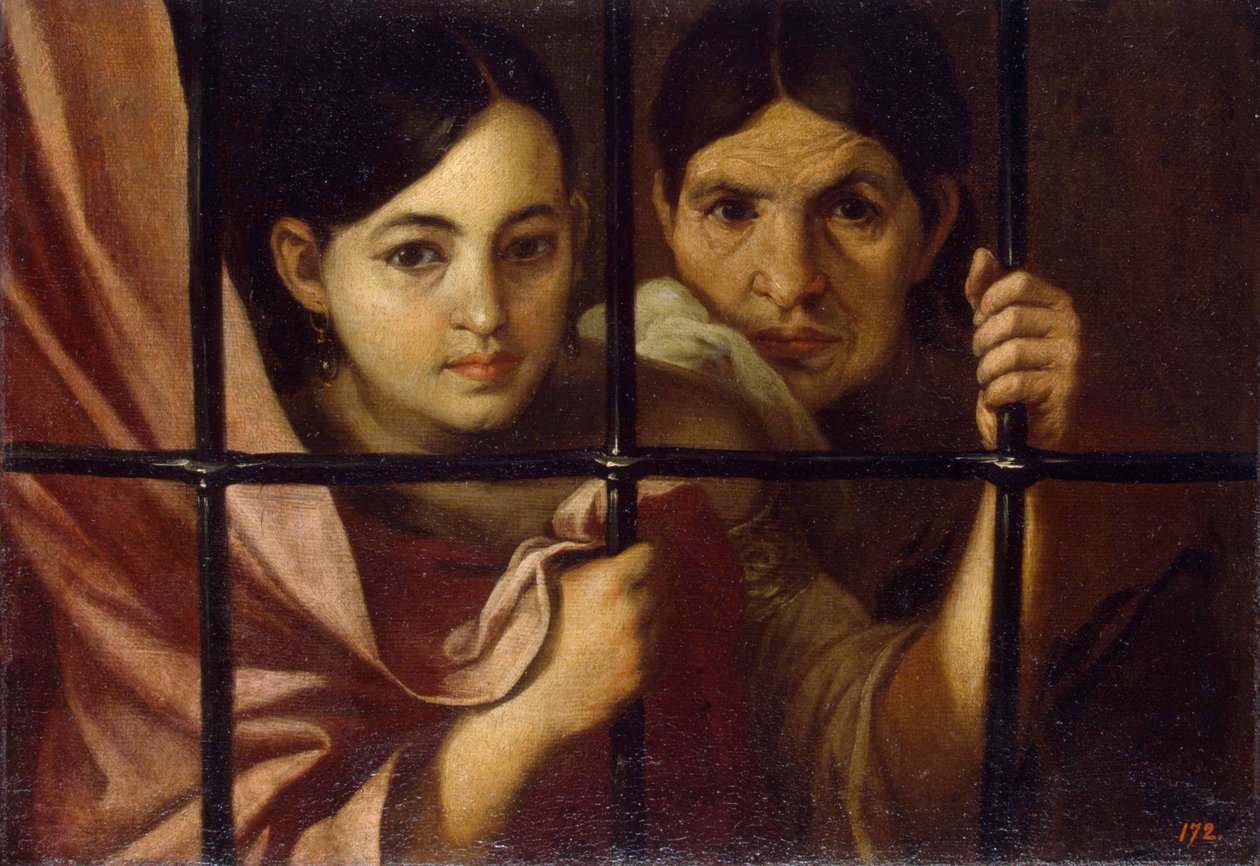 Deux femmes derriere une rács (Két nő a rács mögött) – Bartolome Esteban Murillo (1617-1682) festménye, olaj, vászon alkotó: Bartolomé Esteban Murillo