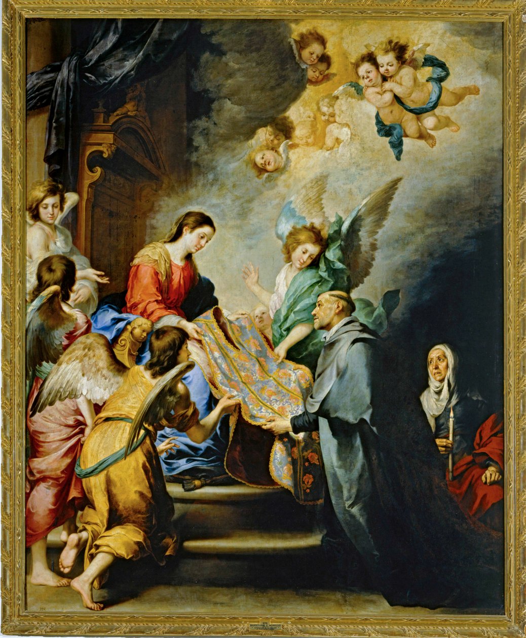 Szűz Mária leszállása, hogy megjutalmazza a toledói Szent Ildefonso írását ... (festmény, vászon) alkotó: Bartolomé Esteban Murillo