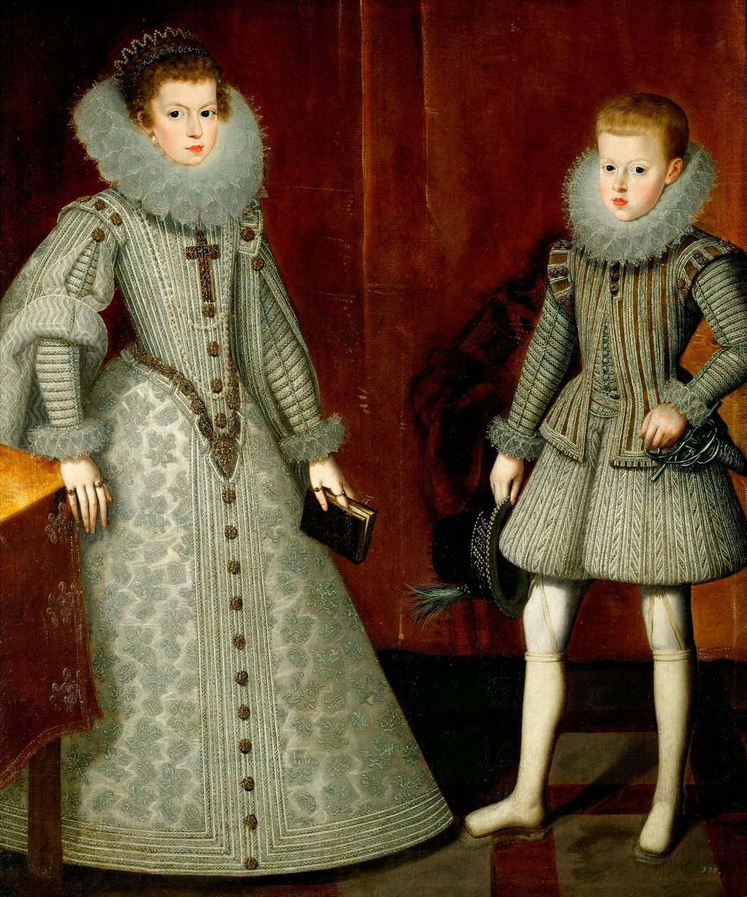 ""Ausztriai Anna és testvére, Fülöp (akkor IV. Fülöp) portréja" (A Fülöp csecsemő, később IV. Fülöp spanyol király (1605-1665) és nővére, Ausztriai Anna (1601-1666)) Bartolome Gonzalez y Serrano (1564-1627) alkotó: Bartolome Gonzalez