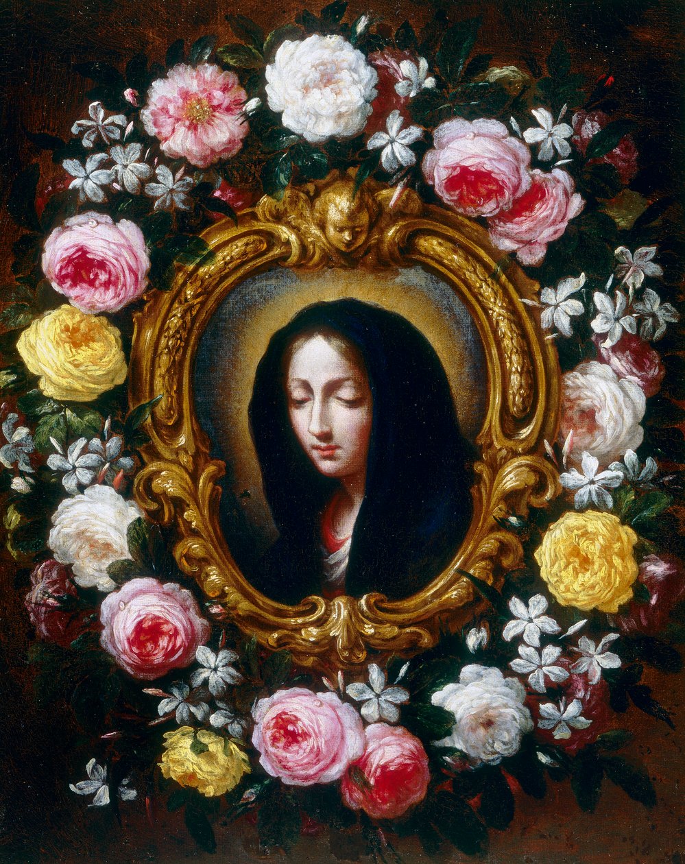 Madonna rózsa- és jázminfüzérben alkotó: Bartolomeo Bimbi