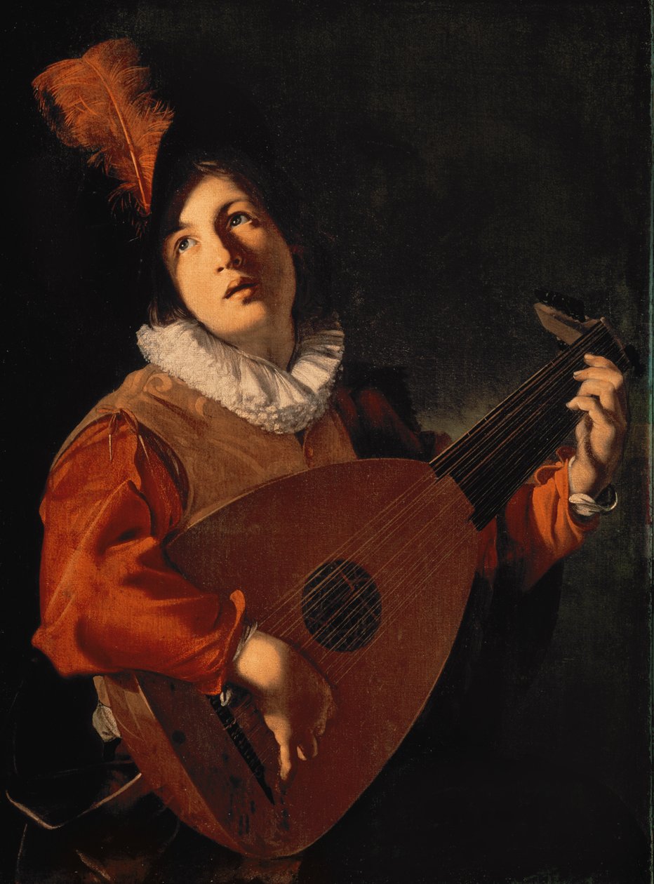 Fiatal férfi lanttal alkotó: Bartolomeo Manfredi