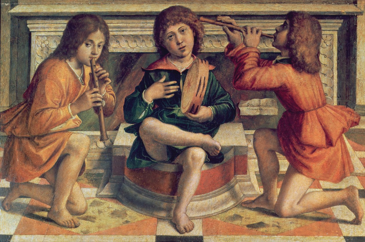 Három angyal zenész (olaj, fa) alkotó: Bartolomeo Montagna