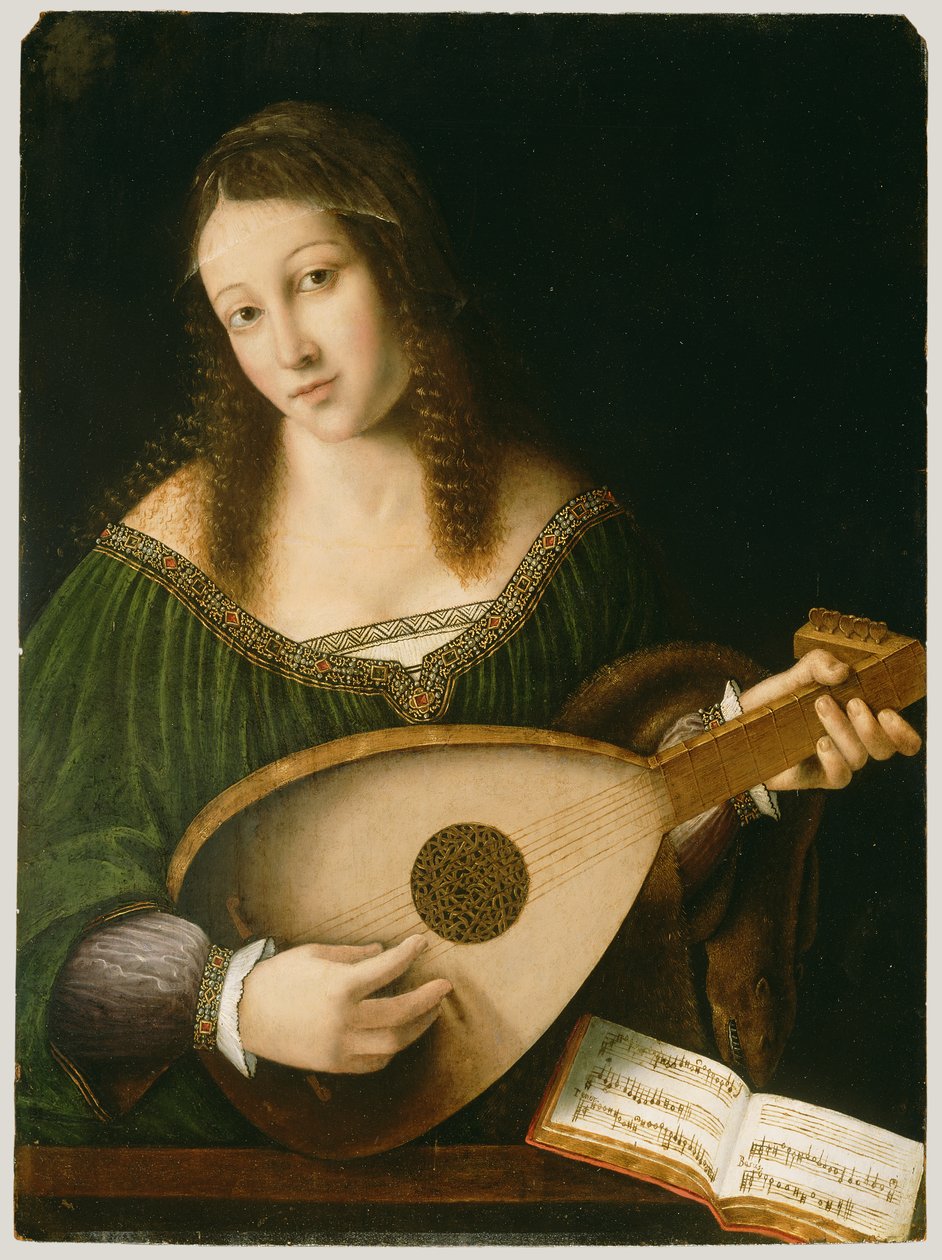Lanton játszó hölgy, 1530 körül alkotó: Bartolomeo Veneto