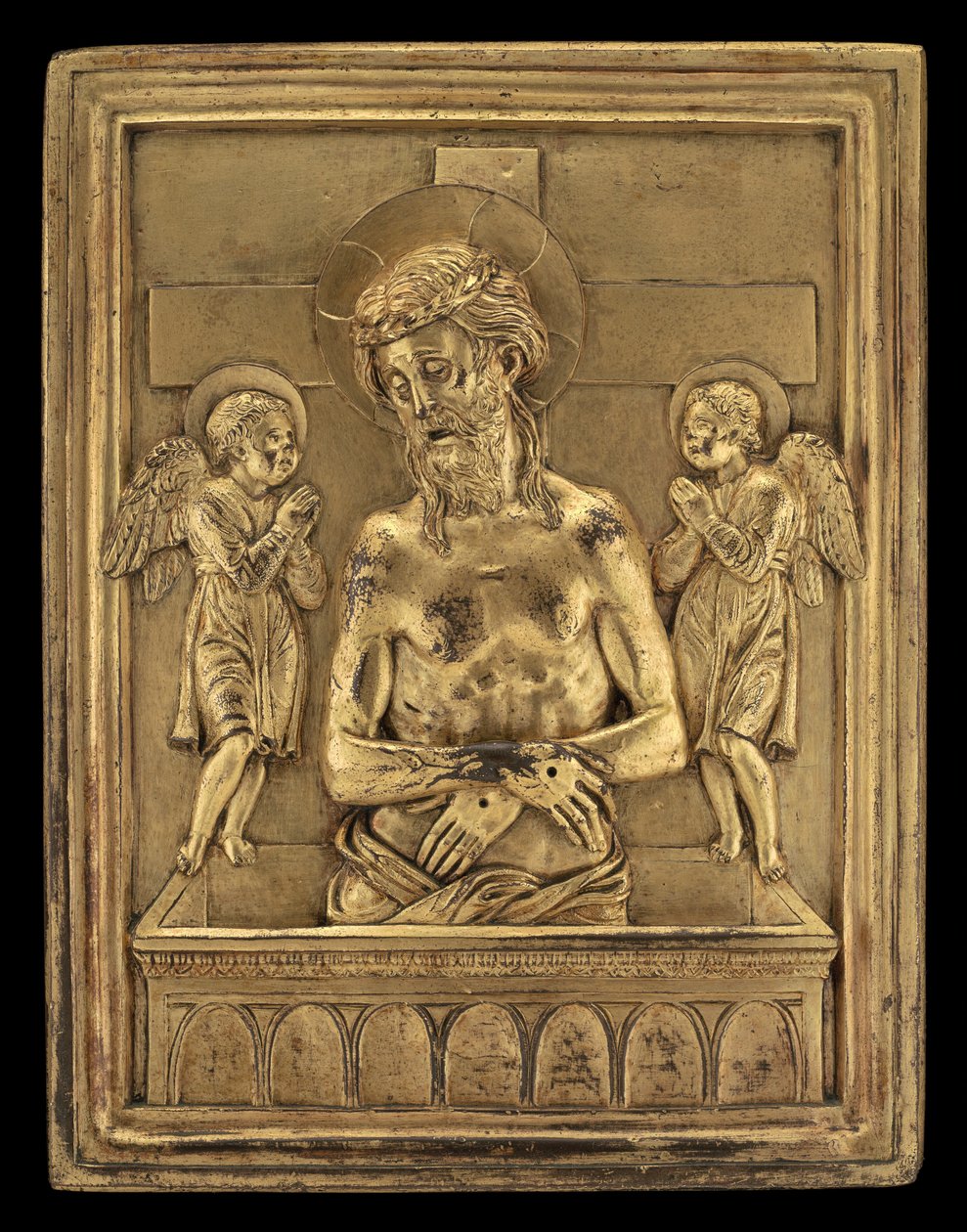 A halott Krisztus két angyallal. alkotó: Bartolomeo Bellano