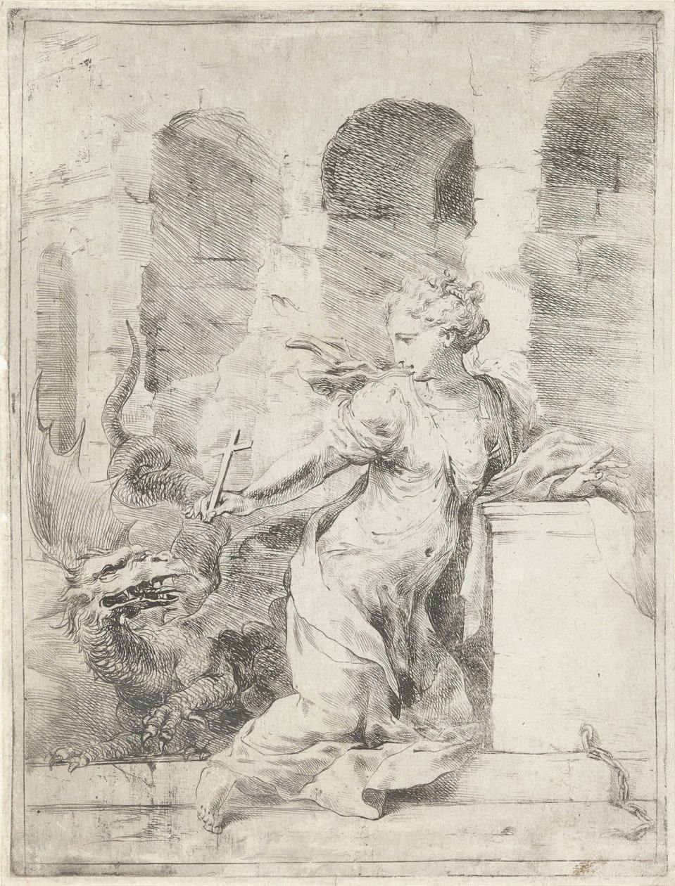 Antiochiai Margit dacol a sárkánnyal alkotó: Bartolomeo Biscaino