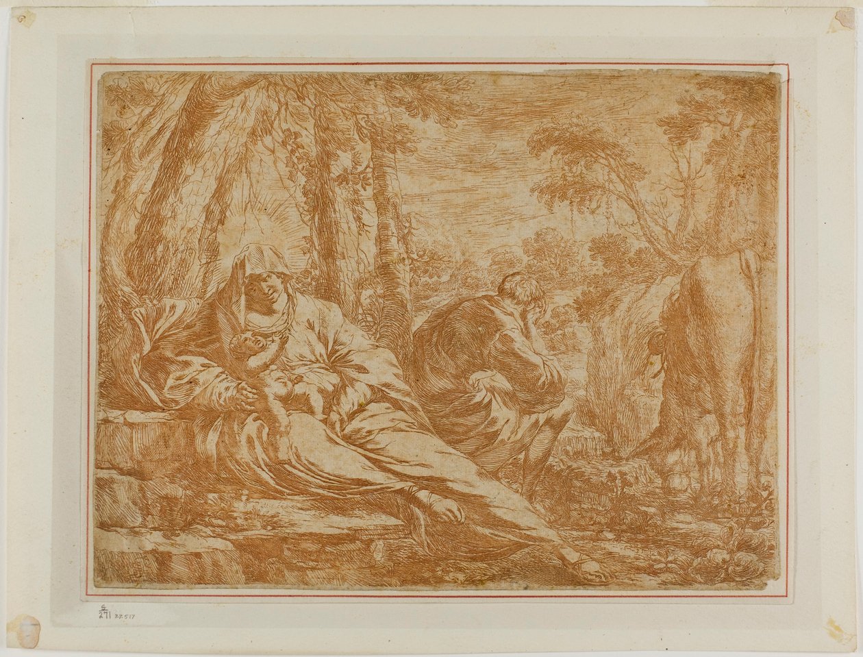 Pihenjen az egyiptomi repülésen alkotó: Bartolomeo Biscaino