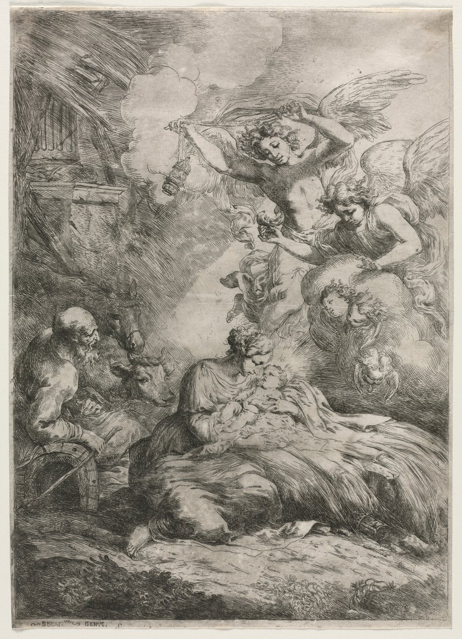 A Születés. alkotó: Bartolomeo Biscaino