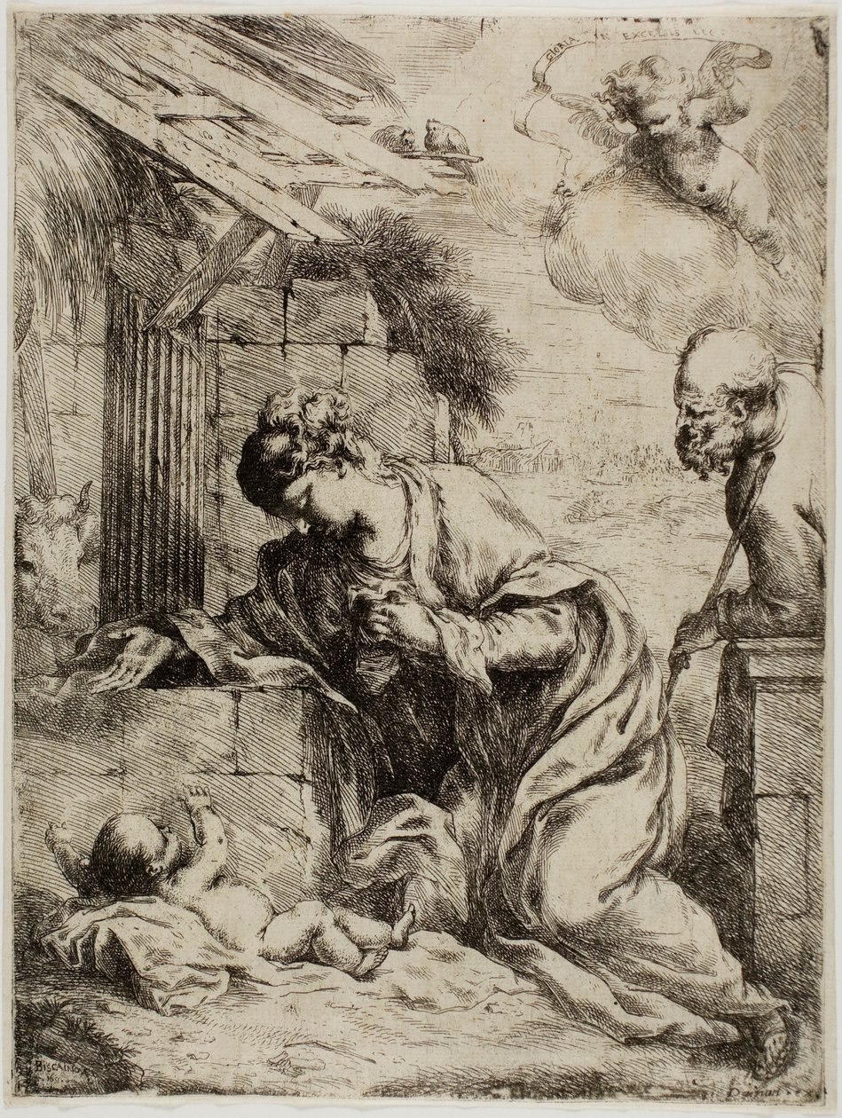 A csecsemő Jézust imádó Szűz alkotó: Bartolomeo Biscaino