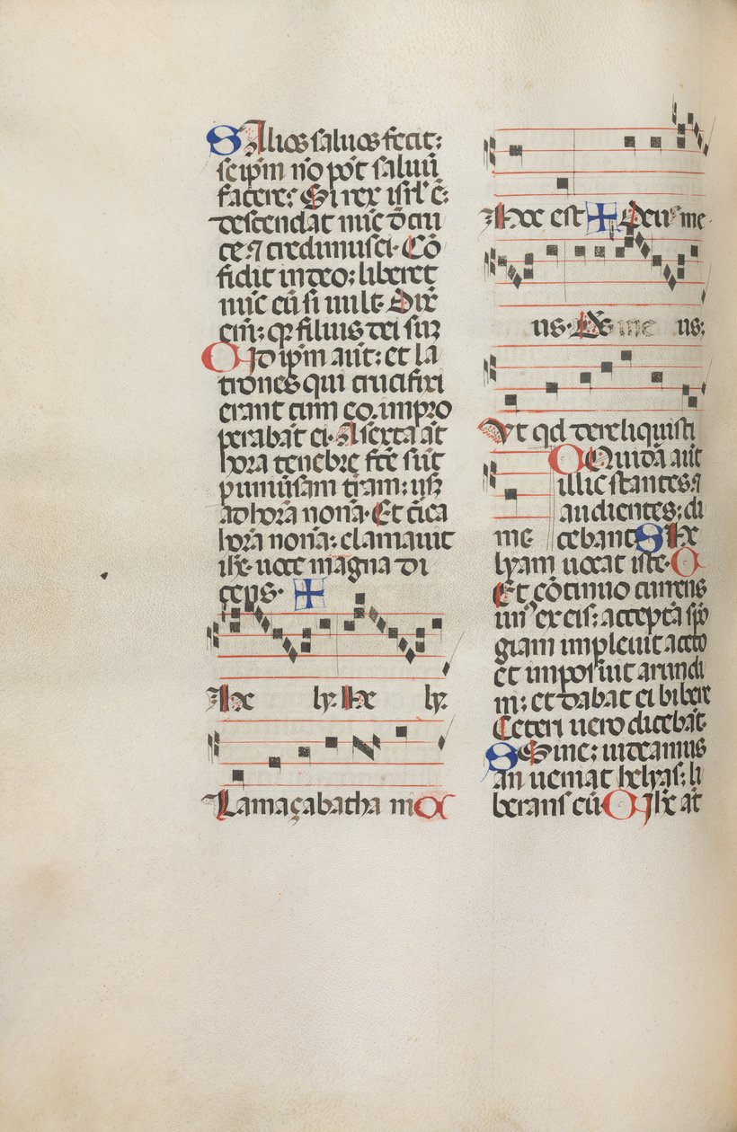 Missale: Fol. 121v: a Hely Hely Lámához stb. szóló zenét tartalmazza a St. Mattion Passion, 1469 keretein belül. alkotó: Bartolomeo Caporali