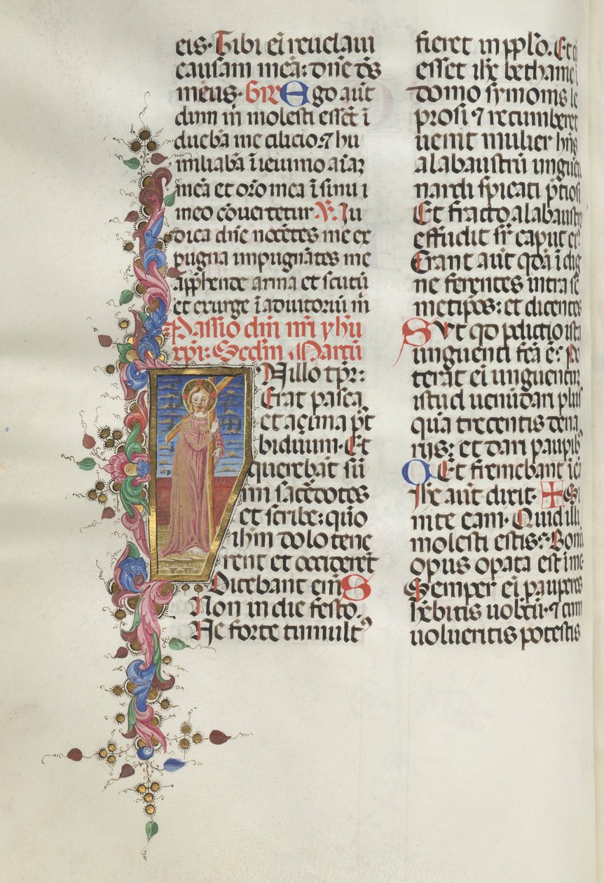 Missale: Fol. 124v: Krisztus kezében a kereszt, 1469. alkotó: Bartolomeo Caporali