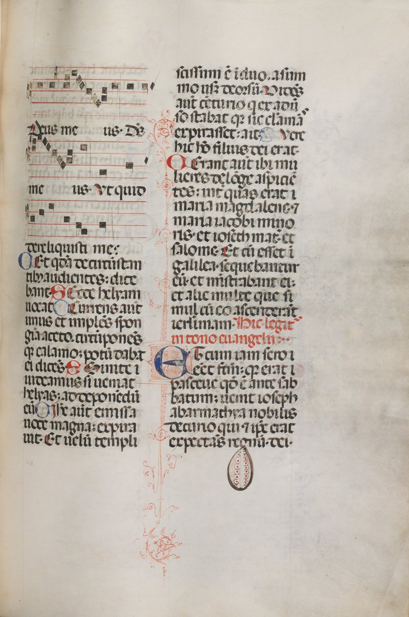 Missale: Fol. 129: a Hely Hely Lámához stb. szóló zenét tartalmazza a St. Mattion Passion, 1469 keretein belül. alkotó: Bartolomeo Caporali