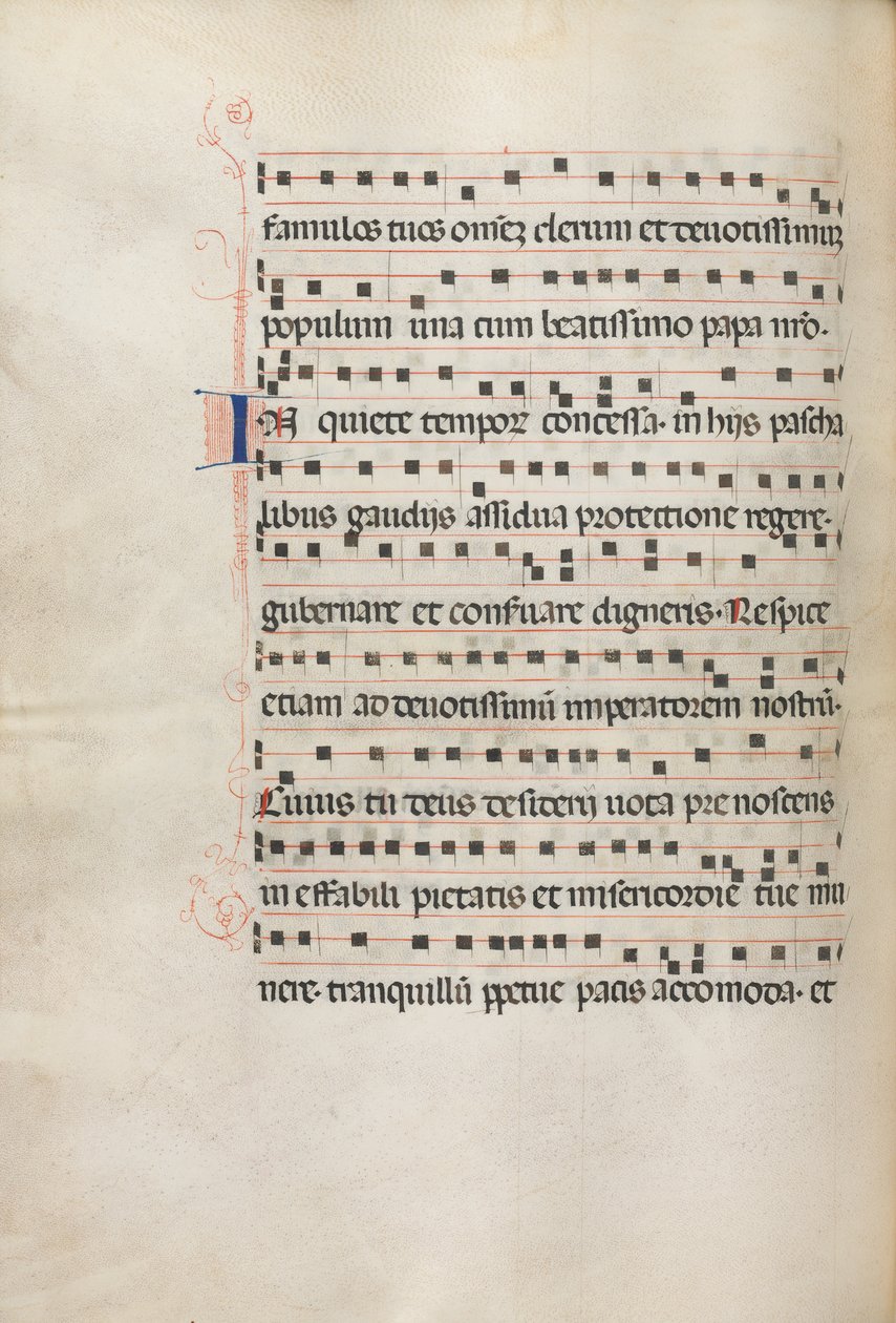 Missale: Fol. 157v: Zene Exultethez, 1469 alkotó: Bartolomeo Caporali