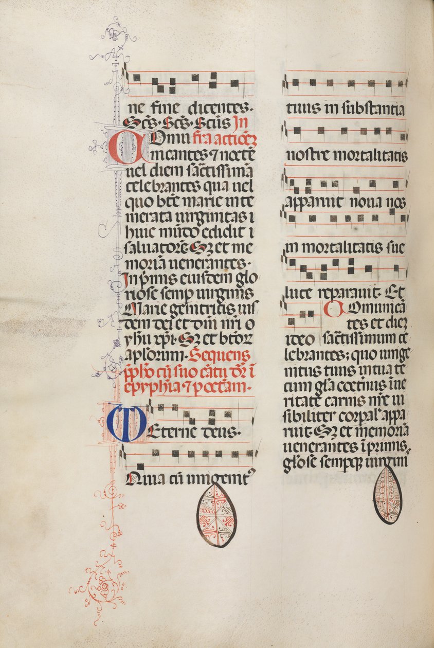 Missale: Fol. 177v: Zene különféle hétköznapi imákhoz, 1469. alkotó: Bartolomeo Caporali