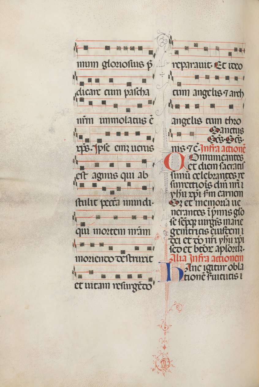 Missale: Fol. 179v: Zene különféle hétköznapi imákhoz, 1469. alkotó: Bartolomeo Caporali