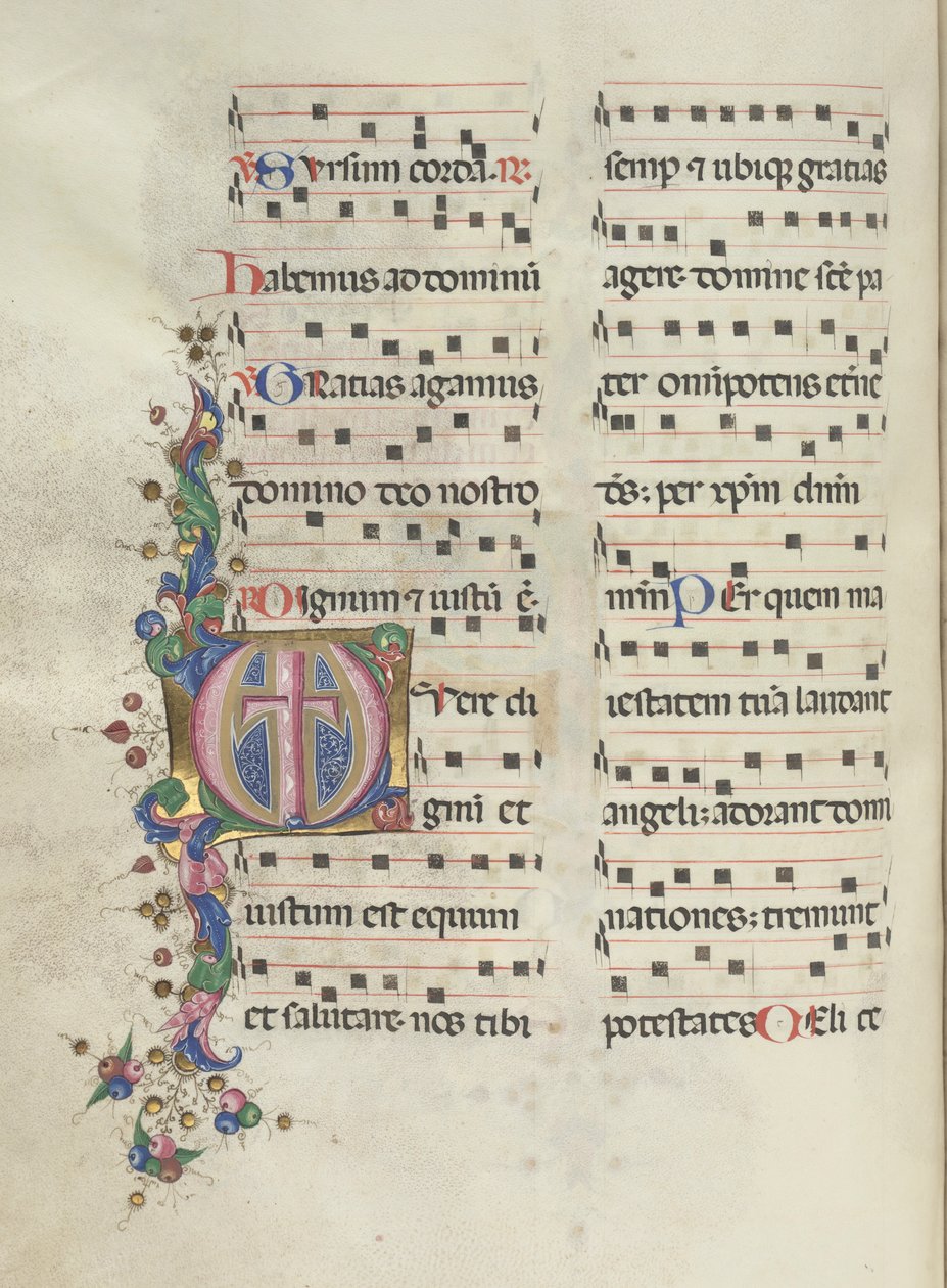 Missale: Fol. 183v: kereszt, lomb, 1469. alkotó: Bartolomeo Caporali