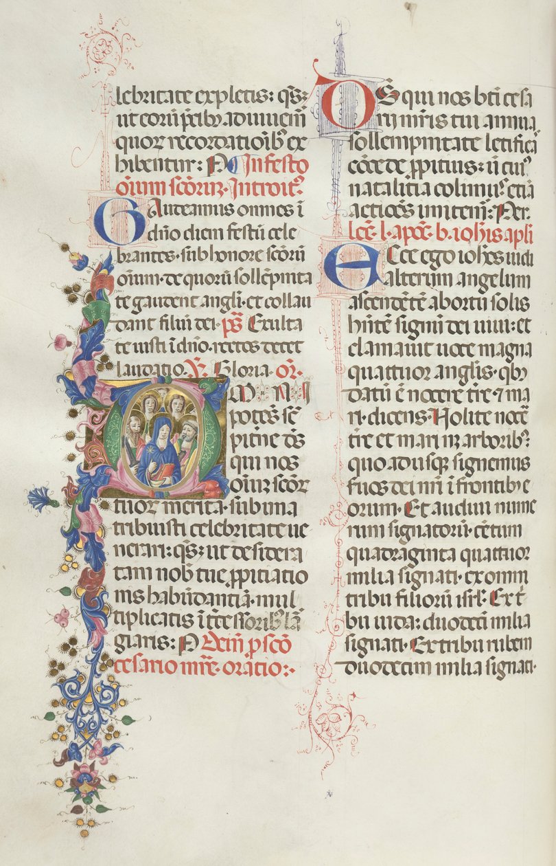 Missale: Fol. 322v: Szűz az apostolok és szentek között, 1469. alkotó: Bartolomeo Caporali