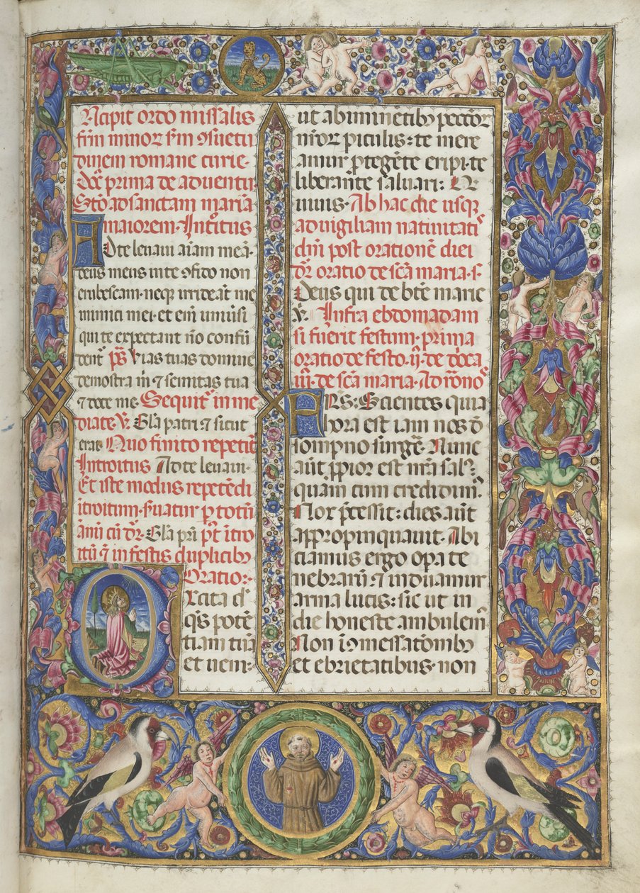 Missale: Fol. 9: Ordo Missalis teljes határok, 1469 alkotó: Bartolomeo Caporali