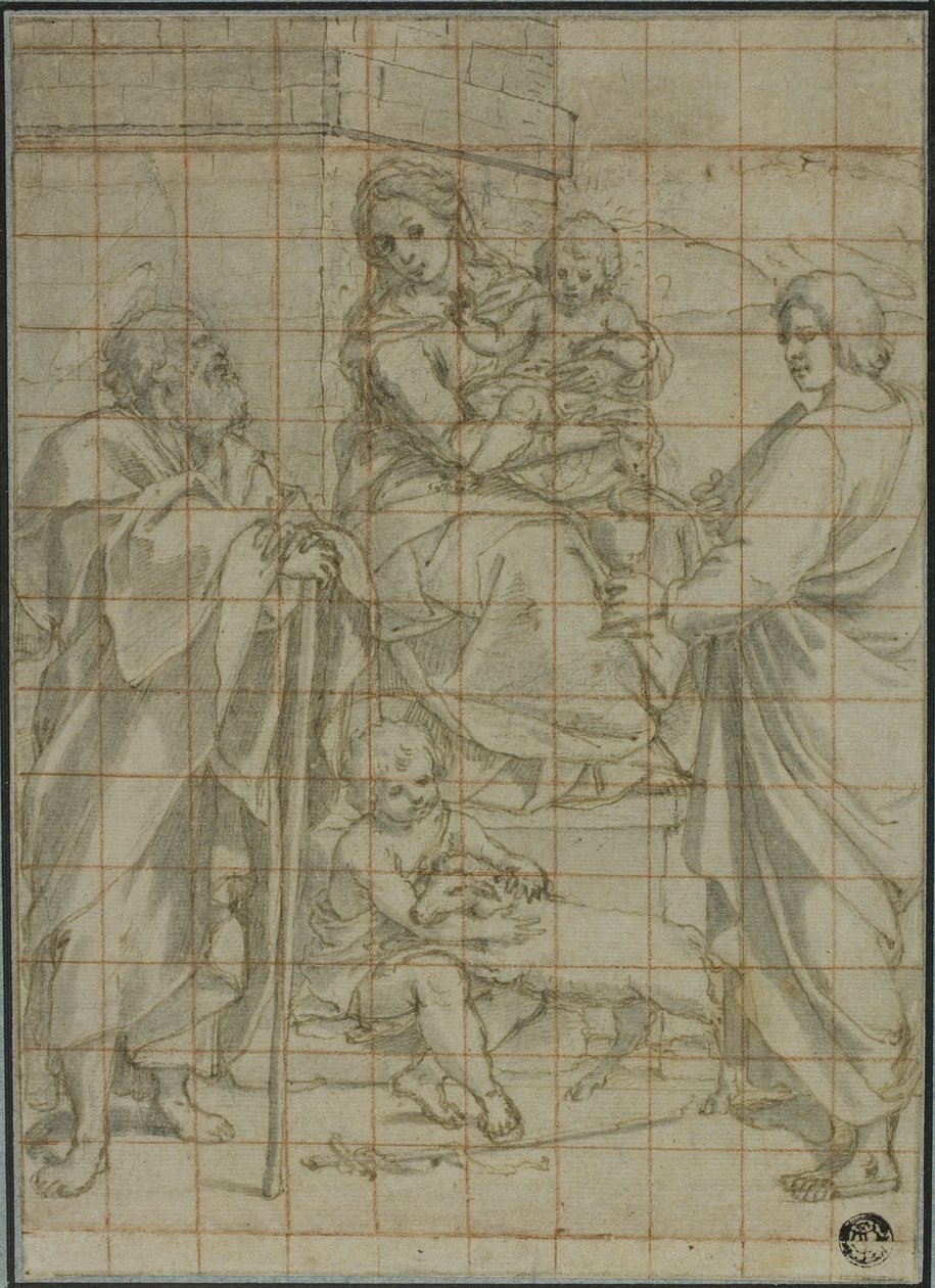 Szent Család Szent János evangélistával és Keresztelő János csecsemővel alkotó: Bartolomeo Cesi