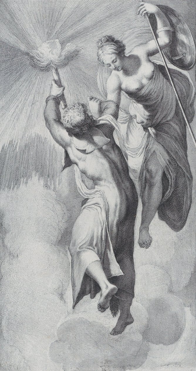 Minerva segíti Prometheust, amikor megpróbálja átlépni az eget, 1756. Alkotók: Bartolomeo Crivellari, Gabriel Söderling. alkotó: Bartolomeo Crivellari, Gabriel Söderling
