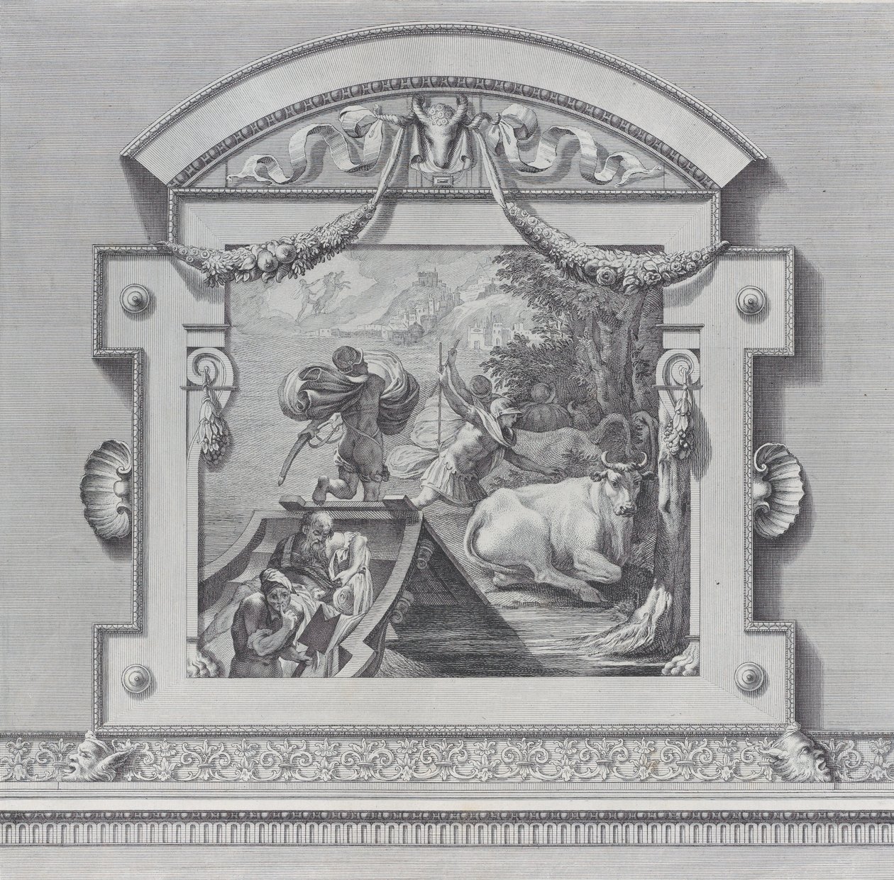 24. tábla: Ulysses társai ellopják az Apollónak szentelt ökröket, 1756. Alkotók: Bartolomeo Crivellari, Gabriel Söderling. alkotó: Bartolomeo Crivellari, Gabriel Söderling