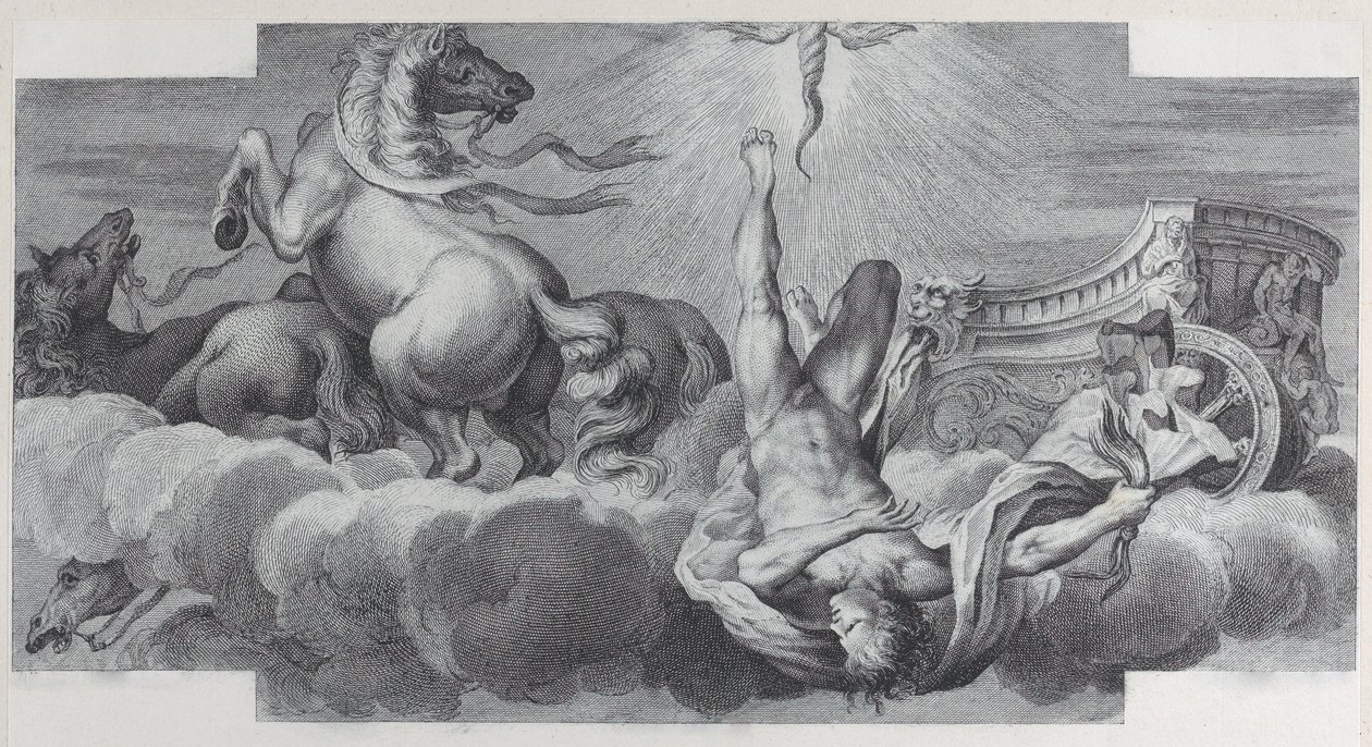 34. tábla: Auriga, a szekér, középen leesik a szekérről, három lóval az l...-nél, 1756. Alkotók: Bartolomeo Crivellari, Gabriel Söderling. alkotó: Bartolomeo Crivellari, Gabriel Söderling