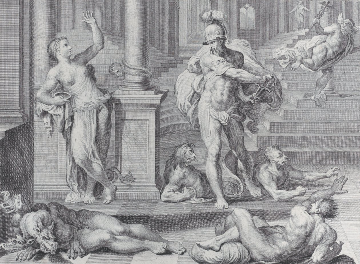 10. tábla: Ulysses arra kényszeríti Circe-t, hogy állítsa helyre társai emberi alakját, amivel ő rendelkezett..., 1756 alkotó: Bartolomeo Crivellari