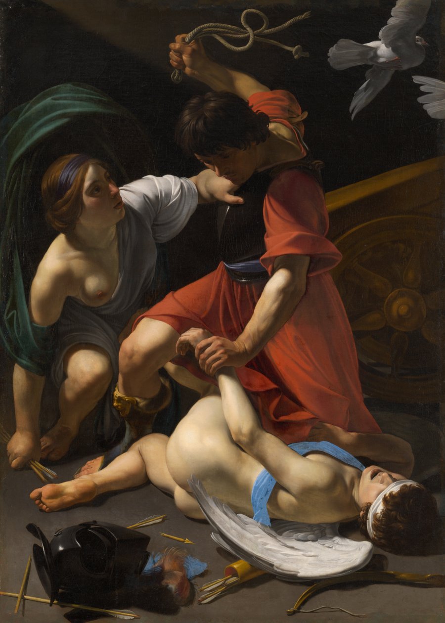 Cupido megfenyítve alkotó: Bartolomeo Manfredi