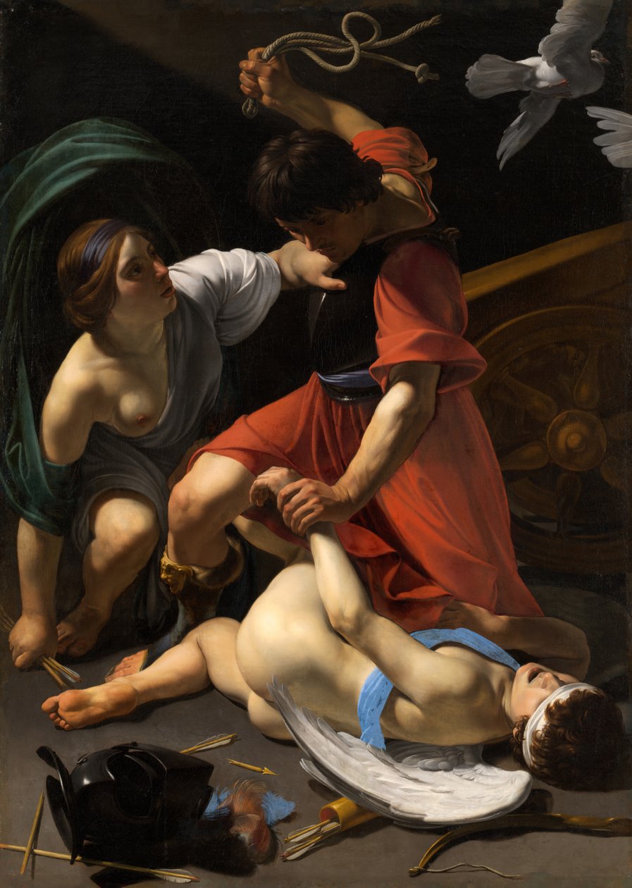Ámor megfenyítve, 1613. alkotó: Bartolomeo Manfredi