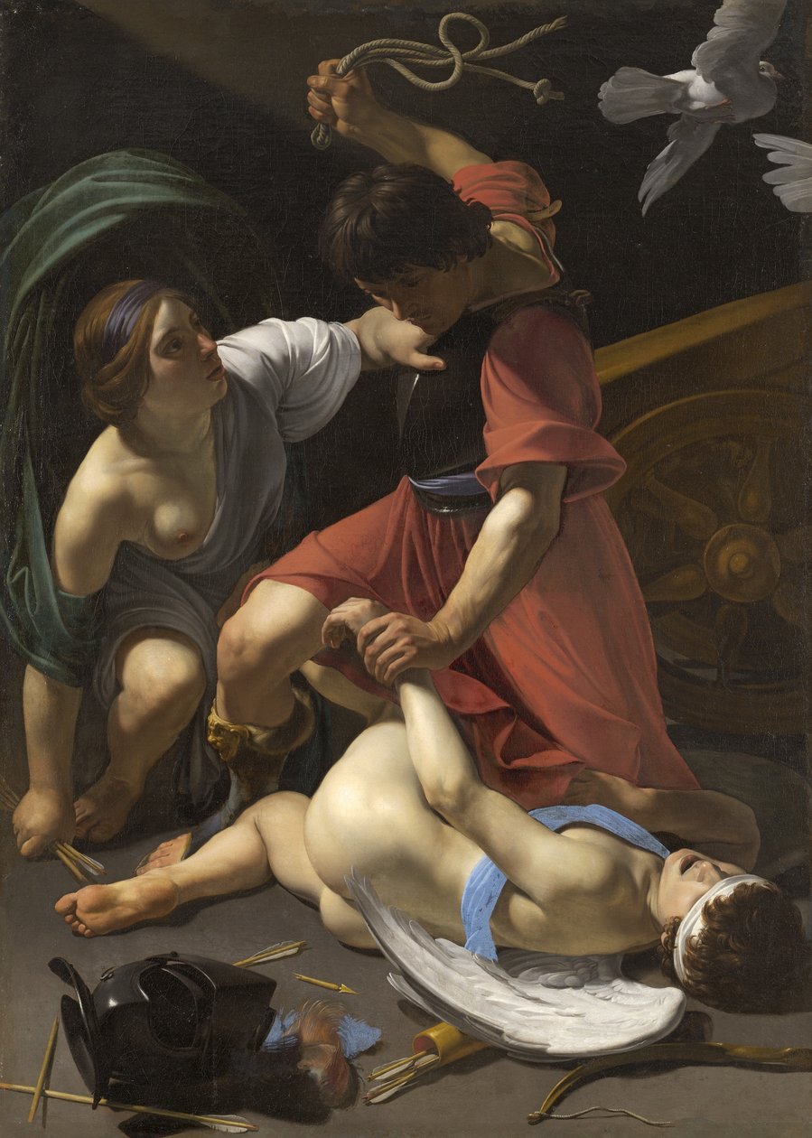 Ámor megfenyítve, 1613 alkotó: Bartolomeo Manfredi