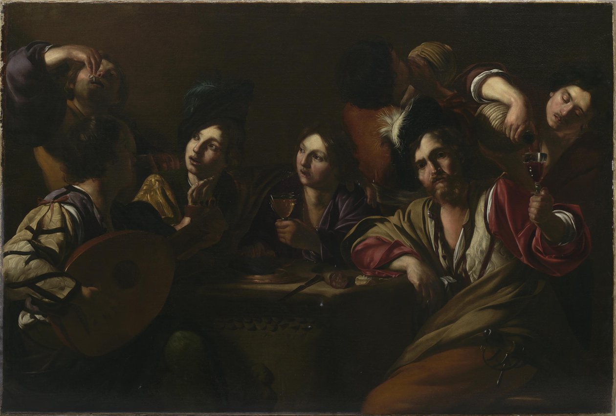 Taverna jelenet, 1619 körül. alkotó: Bartolomeo Manfredi