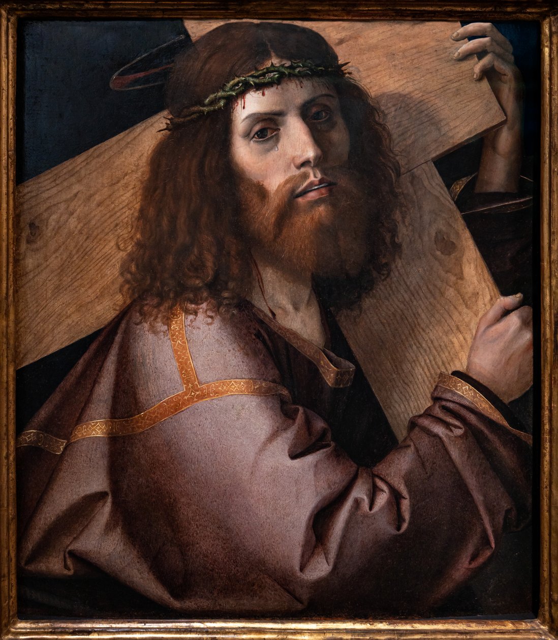 A keresztet hordozó Krisztus, 16. század első évtizede (olaj, tábla) alkotó: Bartolomeo Montagna