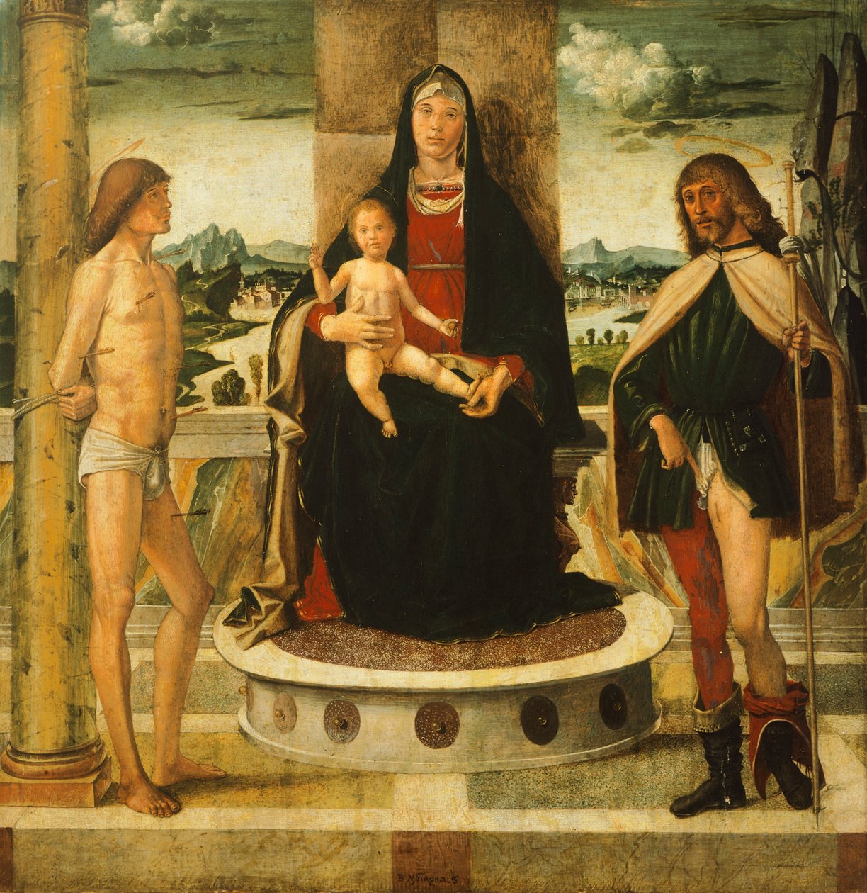 Madonna gyermekkel és szentekkel, Bartolomeo Montagna (körülbelül 1450-1523) alkotó: Bartolomeo Montagna