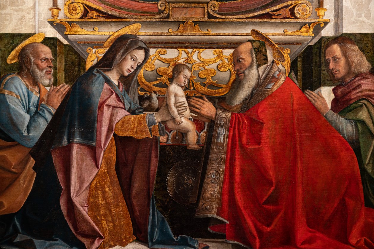 Jézus bemutatása a templomban, részlet alkotó: Bartolomeo Montagna