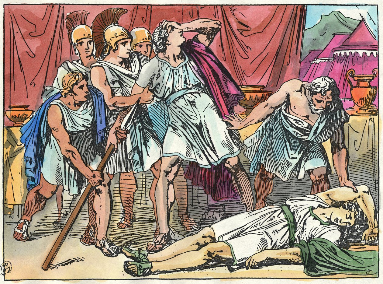 Nagy Sándor részegen megölte Clitus-t. alkotó: Bartolomeo Pinelli