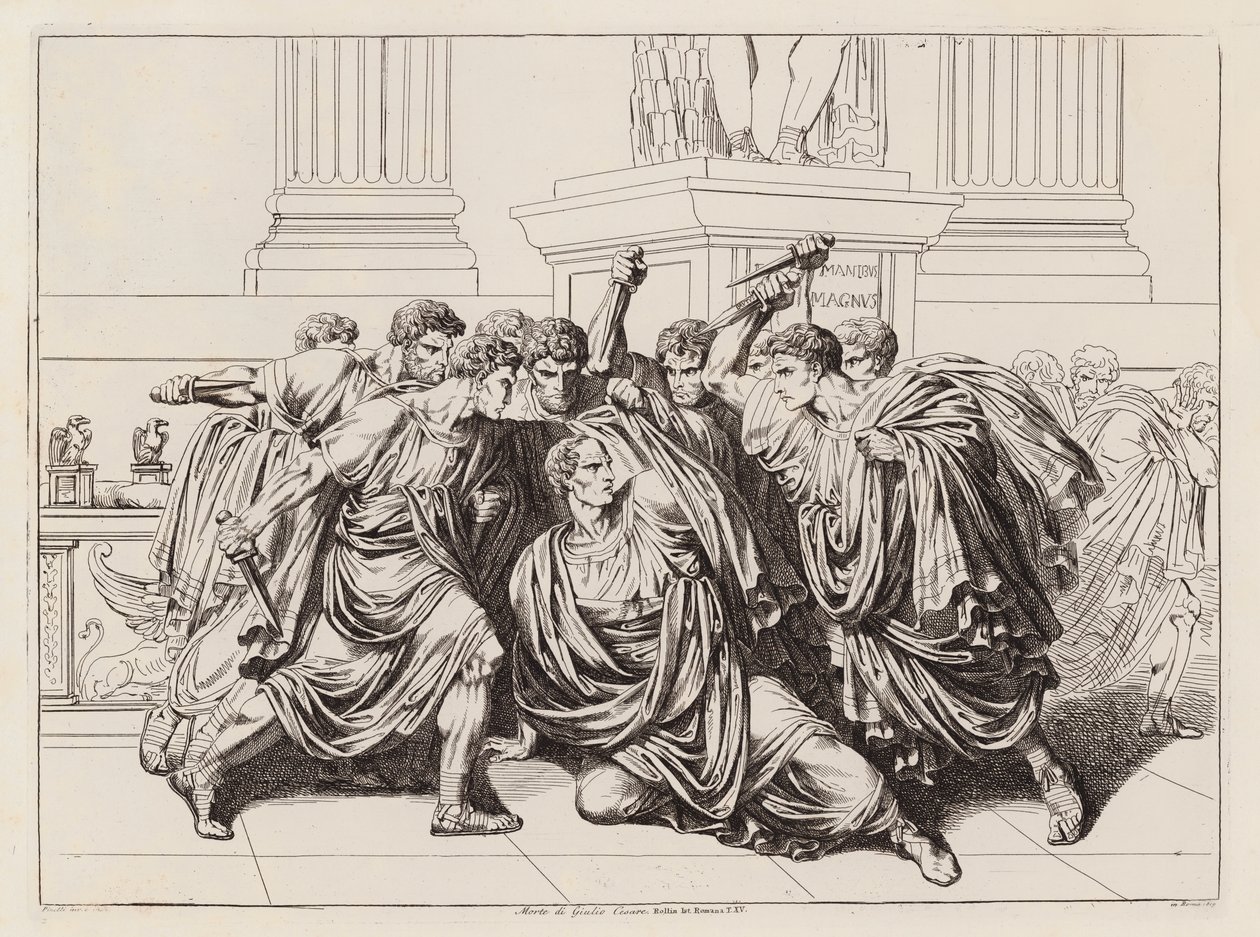 Julius Caesar meggyilkolása, i.e. 44 (metszet) alkotó: Bartolomeo Pinelli