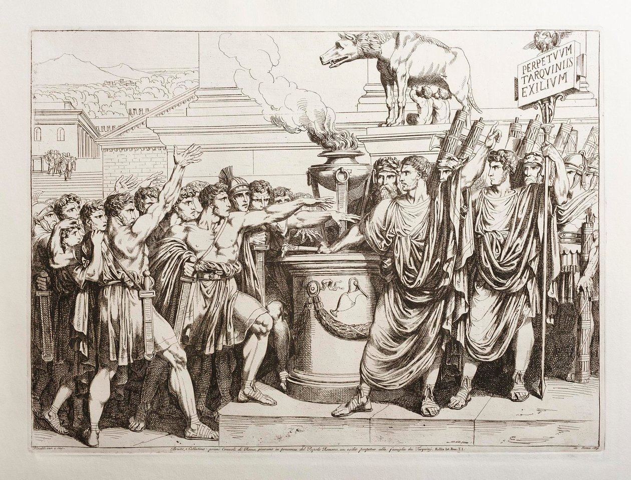 Brutus és Collatinus megesküsznek, hogy elűzik a Tarquiniusokat alkotó: Bartolomeo Pinelli