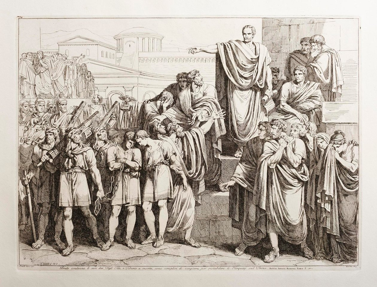 Brutus halálra ítéli két fiát, Titust és Tiberiuszt alkotó: Bartolomeo Pinelli