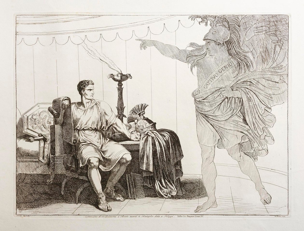 Caesar szelleme megjelenik Brutus előtt a filippi csata előtt alkotó: Bartolomeo Pinelli