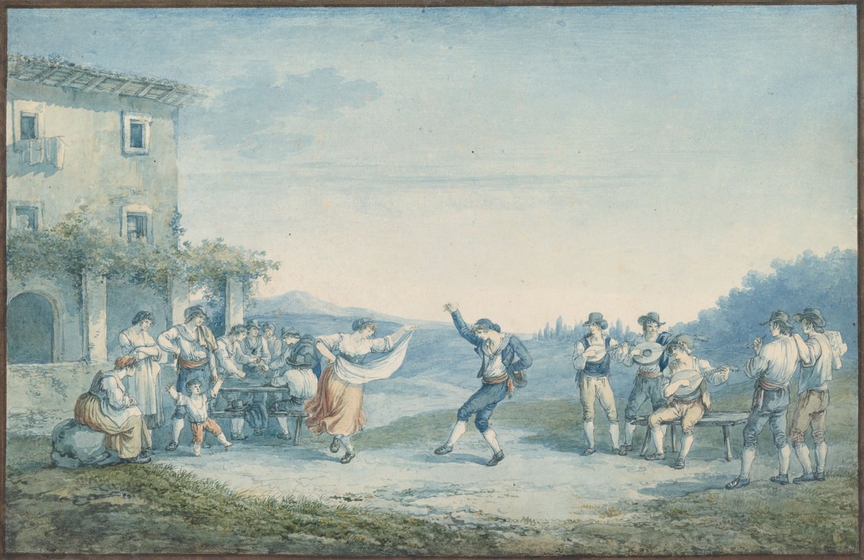 A Ramano tánca, illusztráció a Római viseletek és szokások című műhöz alkotó: Bartolomeo Pinelli