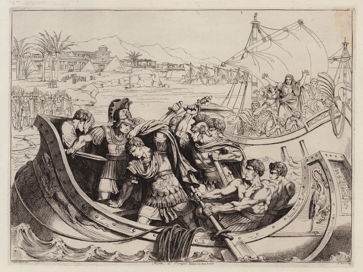Pompeius halála, Kr. e. 48 (metszet) alkotó: Bartolomeo Pinelli