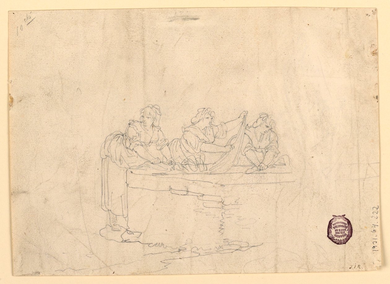 Rajz, Három mosakodó nő, 1800-25 alkotó: Bartolomeo Pinelli