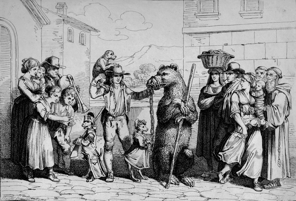 A Medvebál, 1815. alkotó: Bartolomeo Pinelli