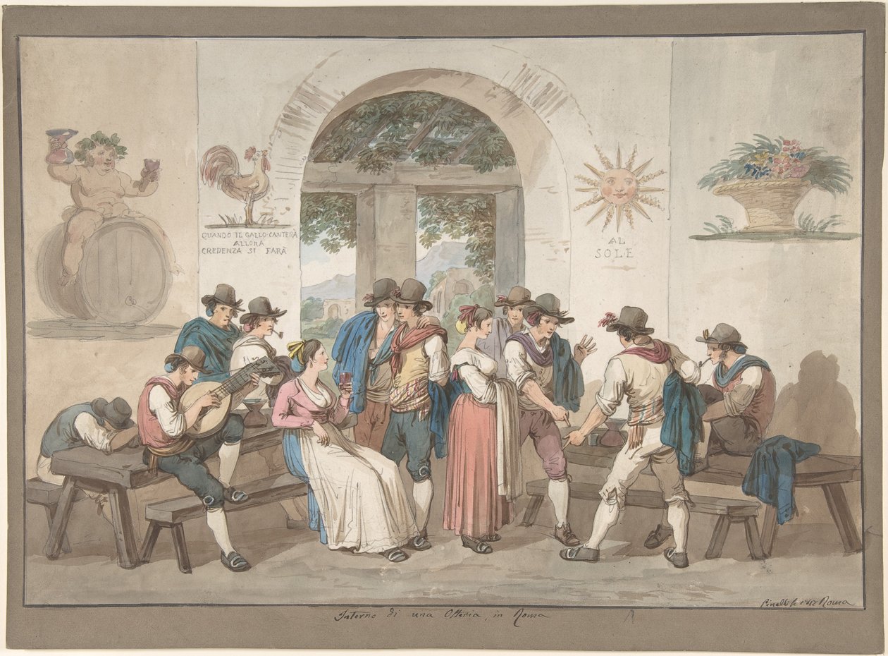 Egy római fogadó belső tere alkotó: Bartolomeo Pinelli