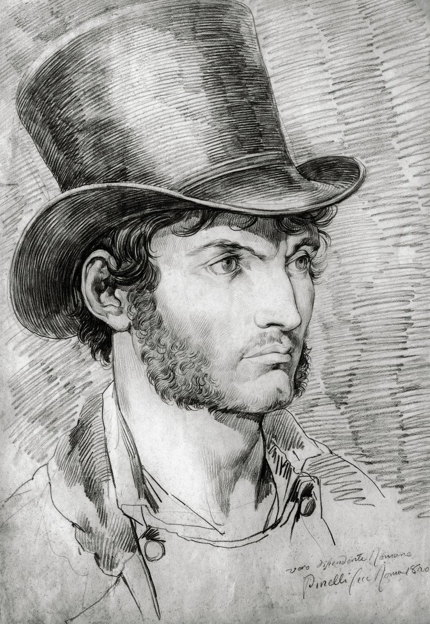 Férfiportré (igazi római), Bartolomeo Pinelli (1781-1835) rajza alkotó: Bartolomeo Pinelli