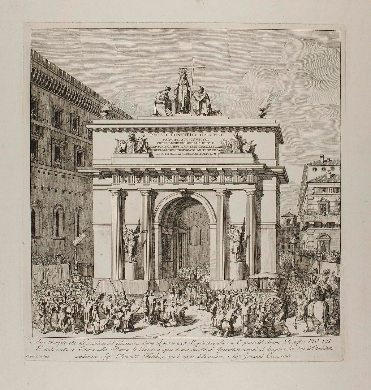 VII. Pius diadalmas bevonulása Rómába 1814. május 24-én alkotó: Bartolomeo Pinelli