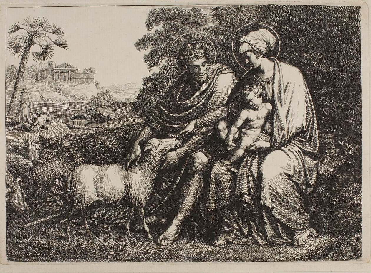 Pihenés az Egyiptomba menekülés során alkotó: Bartolomeo Pinelli