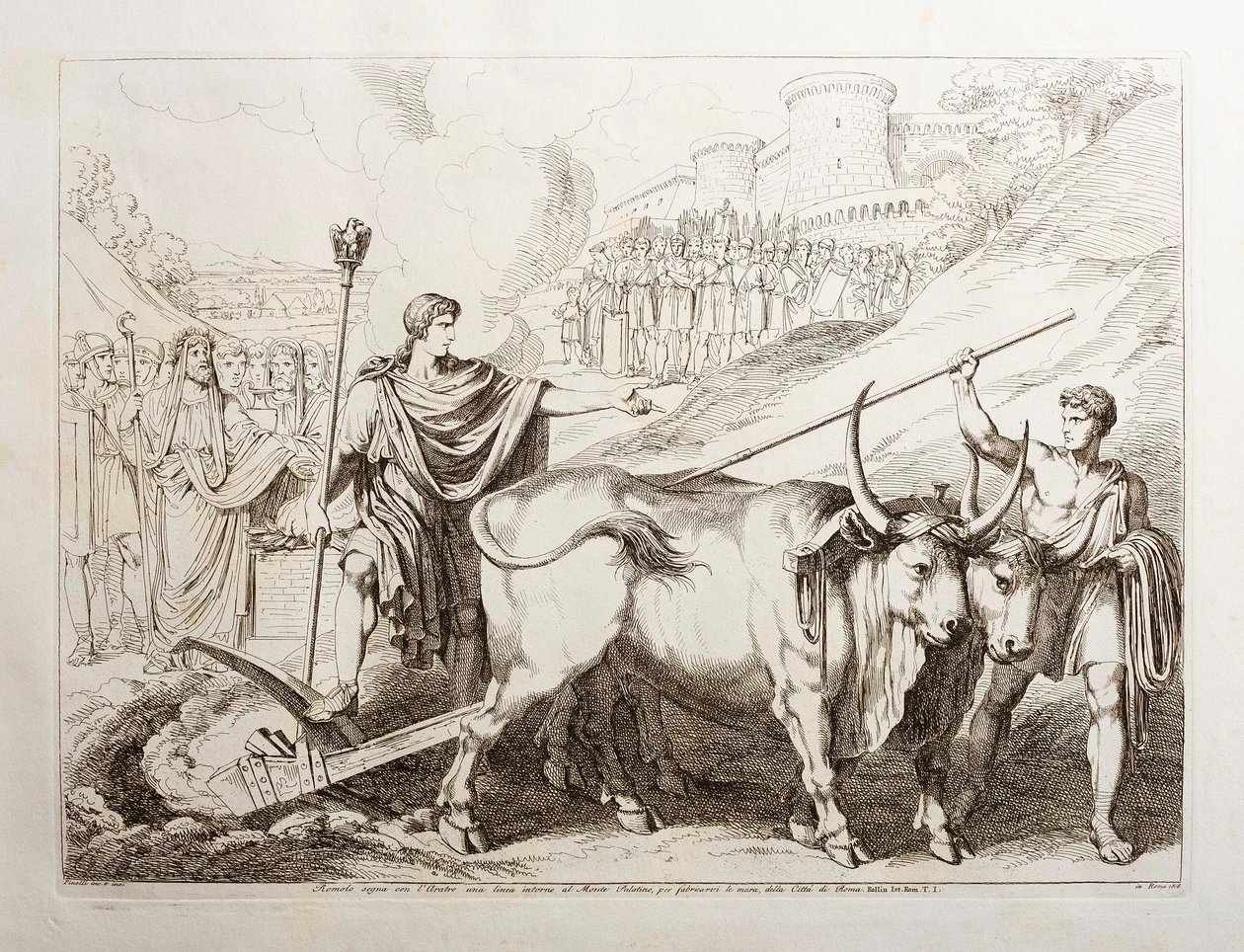 Romulus egy vonalat húz a Palatinus-domb körül alkotó: Bartolomeo Pinelli
