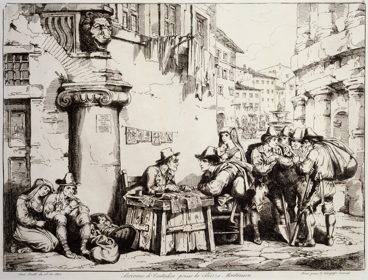 Írnok a Montanara téren Rómában alkotó: Bartolomeo Pinelli