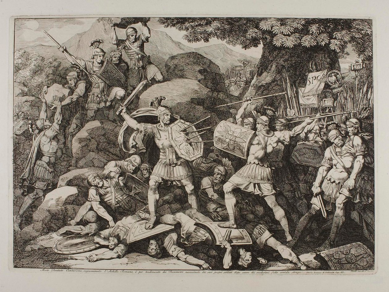 Siccio Dentato, a centurió (Lucius Siccius Dentatus a rettegett csata során) alkotó: Bartolomeo Pinelli